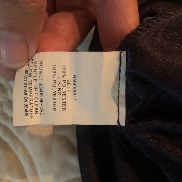 David Meister Navy One-Shoulder Beaded Cocktail Dress – Size 12 - Picture 13 of 14